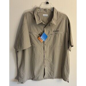 COLUMBIA Mountaindale Outdoor Shirt Mens XXL Tan Khaki Short Sleeve Nylon NEW